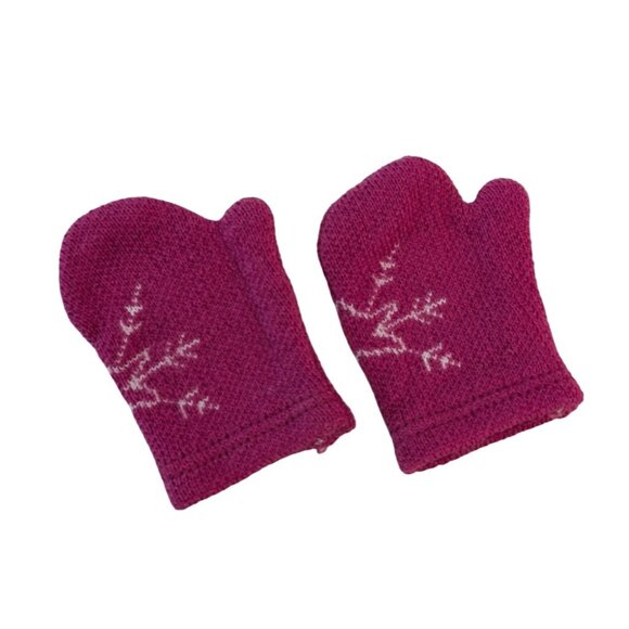 American Girl Pink Snowflake Mittens Winter Knit Gloves Hard to Find - Picture 2 of 3